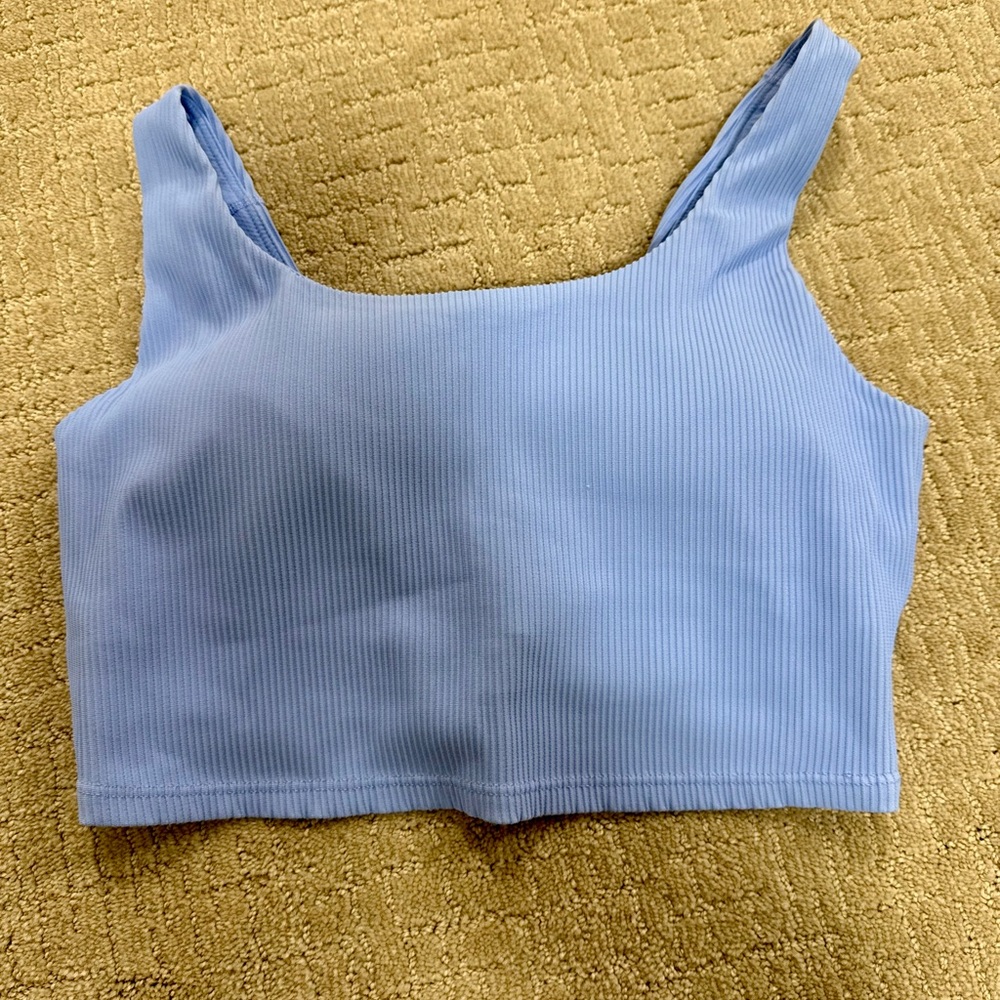 Athleta Light Blue Ribbed Sports Bra